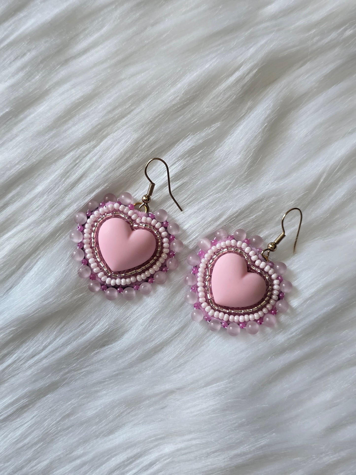 Pink Heart button earrings