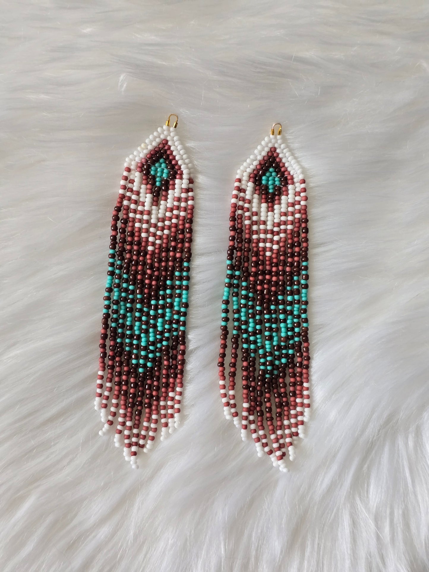 Brown and Turquoise long fringe