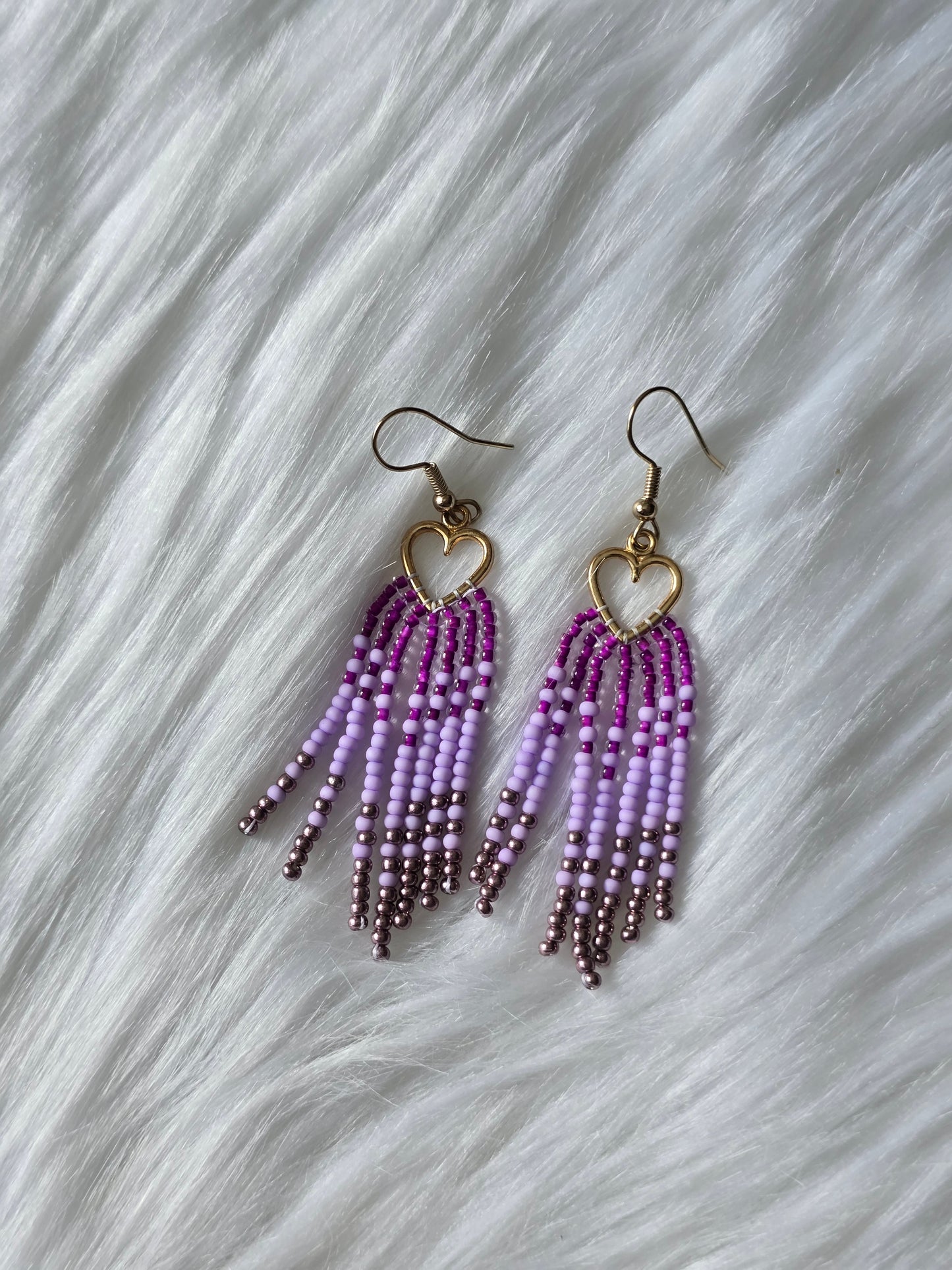 Purple tiny Heart fringe