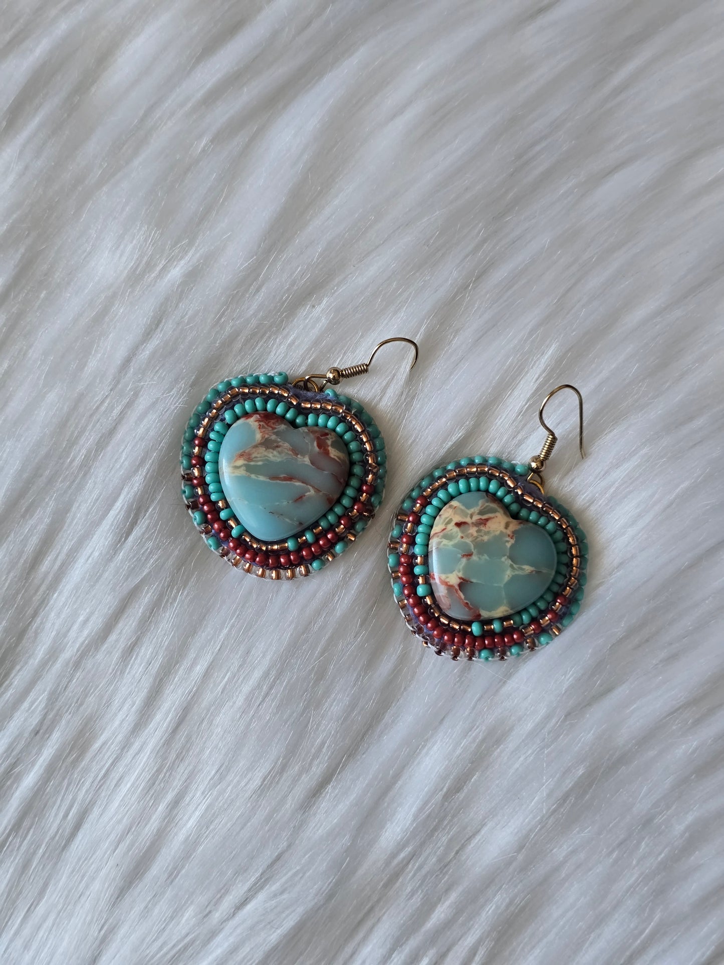 Turquoise Hearts button earrings