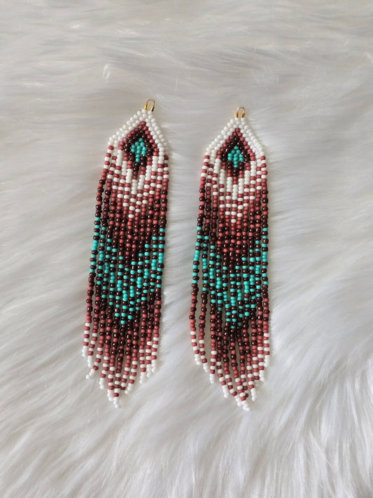 Brown and Turquoise long fringe