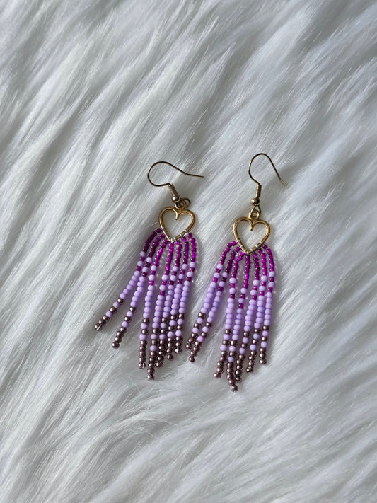 Purple tiny Heart fringe
