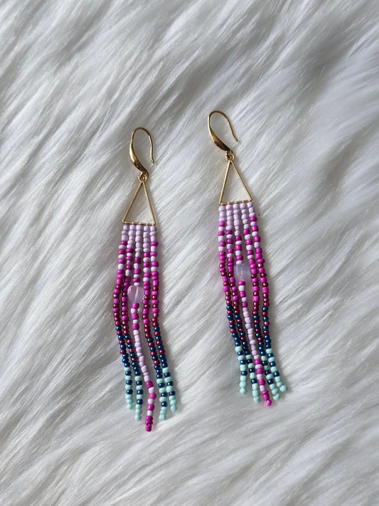 Pink and Blue medium fringe